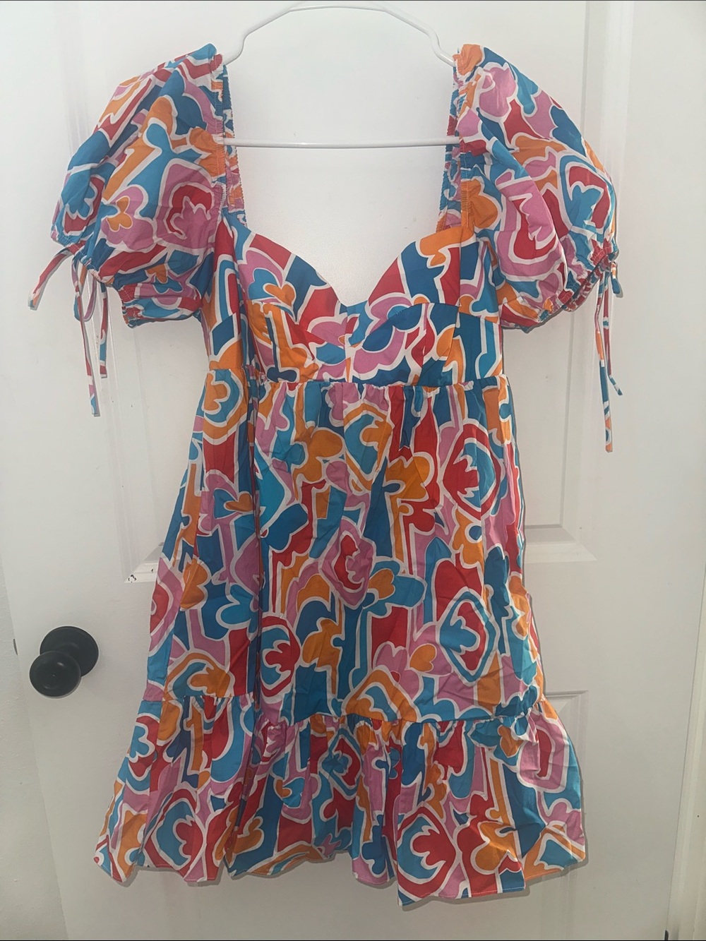 Amanda Uprichard Multicolor Floral Puff-Sleeve Mini Dress